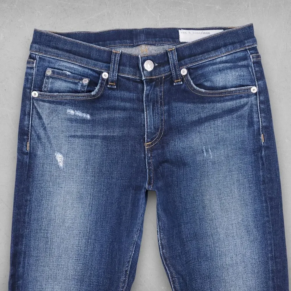 Rag & Bone Jeans Women 28 Dark Blue Skinny Distressed Casual Indie Contemporary